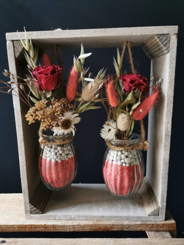 Duo de fleurs séchées ( rouge )