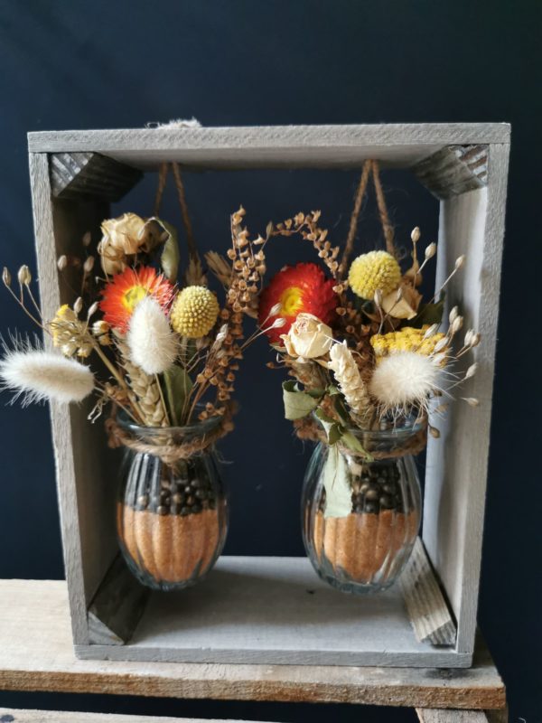 Duo de fleurs séchées ( orange )