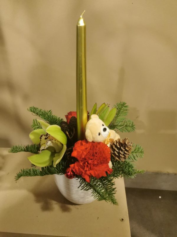 Centre de table rond avec bougie Tons Rouge