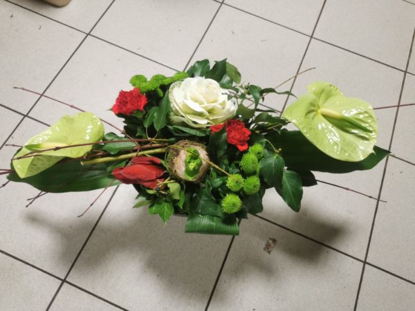 Bouquet exotique allongé tons rouge