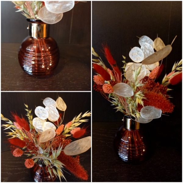 Bouquet de fleurs séchées rouge et blanc