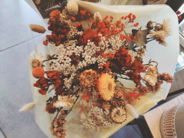 Bouquet de fleurs séchées "Feu de bois"