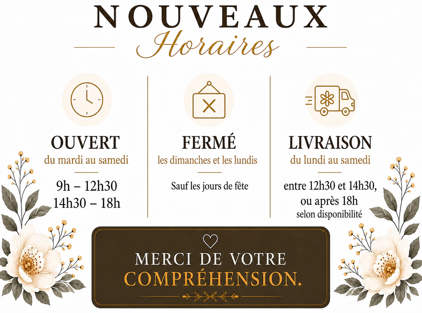 Nouveaux horaires pour le mois d'août 2026